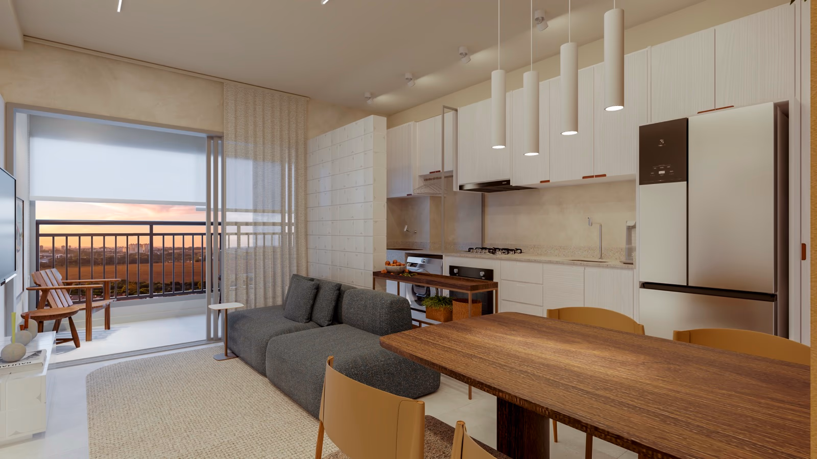 Living do apartamento de 65 m² — Riviera Home Resort