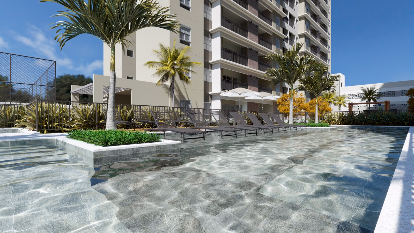 Perspectiva ilustrada — Piscina de clube no Riviera Home Resort