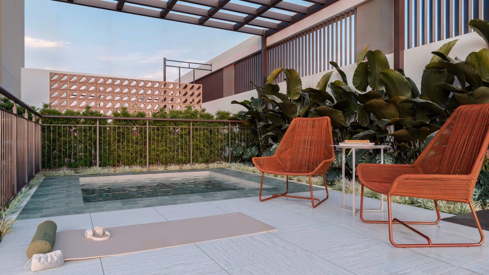 Perspectiva ilustrada — Spa pergolado no Riviera Home Resort